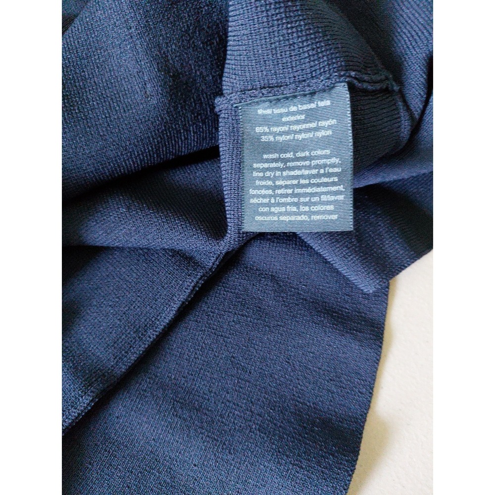 Tommy Hilfiger Sweater Large Navy Blue Peplum Zip Front Liquid Knit Preppy Class - Picture 7 of 13